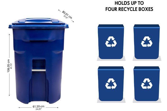 Holds up to 4 recycle boxes