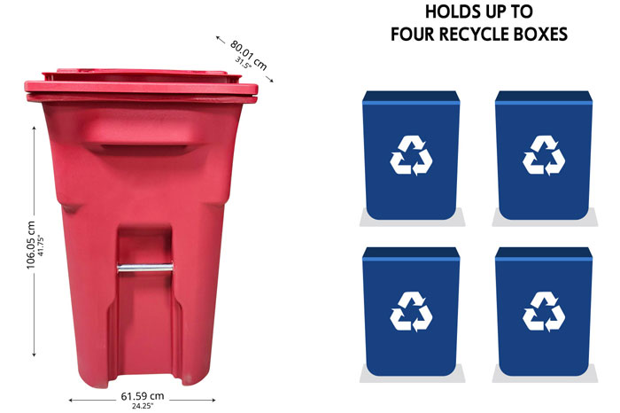 Holds up to 4 recycle boxes